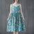 Retro Floral Tea Length Slip Dress Oriental Sundress