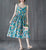 Retro Floral Tea Length Slip Dress Oriental Sundress