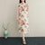 Cap Sleeve Floral Ramie Fabric Cheongsam Casual Dress Boho Dress