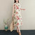 Vestido informal estilo cheongsam de tela de ramio floral con mangas casquillo Vestido bohemio