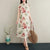 Cap Sleeve Floral Ramie Fabric Cheongsam Casual Dress Boho Dress