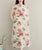 Vestido informal estilo cheongsam de tela de ramio floral con mangas casquillo Vestido bohemio