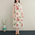 Cap Sleeve Floral Ramie Fabric Cheongsam Casual Dress Boho Dress