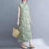 Cap Sleeve Floral Ramie Fabric A-line Casual Dress Boho Dress