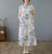 Vestido informal de una línea de tela de ramio floral con manga casquillo Vestido bohemio