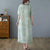 Round Neck Floral Ramie Fabric Casual Dress with Embroidery Edge