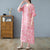 Round Neck Ruffle Sleeve Floral Ramie Fabric Chinese Style Casual Dress