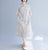 Col Mandarin Floral Ramie Tissu Cheongsam Style Chinois Robe Décontractée