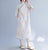 Col Mandarin Floral Ramie Tissu Cheongsam Style Chinois Robe Décontractée