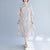 Col Mandarin Floral Ramie Tissu Cheongsam Style Chinois Robe Décontractée