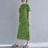 Short Sleeve Floral Ramie Fabric Cheongsam Chinese Style Casual Dress