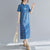 Short Sleeve Floral Ramie Fabric Cheongsam Chinese Style Casual Dress