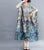 Floral Ramie Fabric Robe Chinese Style Casual Dress