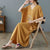 Bird & Floral Embroidery Ramie Fabric Robe Chinese Style Casual Dress