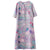 Round Neck Half Sleeve Floral Ramie Fabric Chinese Style Casual Dress