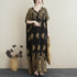 Vestido de estilo chino con cuello en V de tela de ramio floral Vestido informal de Boho