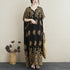 V-Ausschnitt Blumen Ramie Stoff Robe Chinese Style Casual Dress Boho Dress