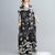 V-Ausschnitt Blumen Ramie Stoff Robe Chinese Style Casual Dress Boho Dress