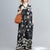 V Neck Floral Ramie Fabric Robe Chinese Style Casual Dress Boho Dress