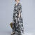 V-Ausschnitt Blumen Ramie Stoff Robe Chinese Style Casual Dress Boho Dress