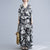 Vestido de estilo chino con cuello en V de tela de ramio floral Vestido informal de Boho