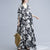 V-Ausschnitt Blumen Ramie Stoff Robe Chinese Style Casual Dress Boho Dress