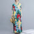 Vestido de estilo chino con cuello en V con firma floral de algodón Vestido informal Boho