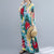 Vestido de estilo chino con cuello en V con firma floral de algodón Vestido informal Boho