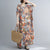 V Neck Floral Signature Cotton Robe Chinese Style Casual Dress Boho Dress