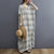 V Neck Floral Signature Cotton Robe Chinese Style Casual Dress Boho Dress