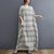 V Neck Floral Signature Cotton Robe Chinese Style Casual Dress Boho Dress