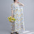 V Neck Floral Signature Cotton Robe Chinese Style Casual Dress Boho Dress