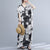 Abstraktes Grafikmuster Unterschrift Baumwollrobe Chinesischer Stil Freizeitkleid Boho Kleid