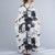 Abstract Graphics Pattern Signature Cotton Robe Chinese Style Casual Dress Boho Dress