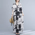 Abstraktes Grafikmuster Unterschrift Baumwollrobe Chinesischer Stil Freizeitkleid Boho Kleid