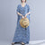 Floral Signature Baumwollrobe im chinesischen Stil Freizeitkleid Boho-Kleid
