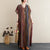 Streifenmuster Unterschrift Baumwollrobe Chinesischer Stil Freizeitkleid Boho Kleid