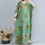 Round Neck Floral Robe Chinese Style Casual Dress Boho Dress