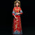 Traje de boda chino tradicional con bordado de dragón y fénix con manga mandarina
