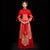 Dragon & Phoenix Embroidery Pleated Skirt Retro Chinese Wedding Suit