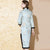 3/4 Sleeve Floral Brocade Fur Edge Knee Length Cheongsam Wadded Chinese Dress