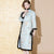3/4 Sleeve Floral Brocade Fur Edge Knee Length Cheongsam Wadded Chinese Dress