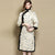 Vestido chino acolchado cheongsam retro con borde de piel de brocado floral