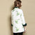 Abrigo acolchado estilo chino de algodón elegante floral de manga larga con borde de piel