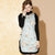 Mandarin Collar Floral Brocade Fur Edge Chinese Style Jumper Dress