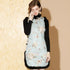 Mandarin Collar Floral Brocade Fur Edge Chinese Style Jumper Dress