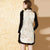 Mandarin Collar Floral Brocade Fur Edge Chinese Style Jumper Dress