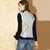 Gilet chinois en coton fantaisie avec col en fourrure et bords fleuris