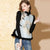 Gilet chinois en coton fantaisie avec col en fourrure et bords fleuris