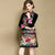 3/4 Sleeve Knee Length Velvet Cheongsam Full of Embroidery